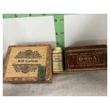 Small Wood Cigar Box & Crayola Crayon Metal Box
