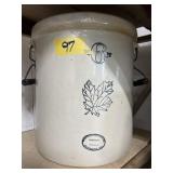 Six Gal Western Stoneware w/maple leaf & Handles
