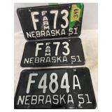 2 NEBRASKA 51 LICENSE PLATES