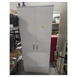 WOOD CABINET- 31X17X74 W/ WHEELS