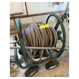 LARGE GARDEN HOSE REEL W/HOSE