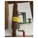 WOOD ROLLING PIN W/APPLE PEELER