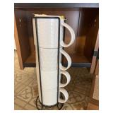 4 WHITE COFFE MUGS IN HOLDER
