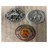 2-END OF THE TRAIL BELT BUCKLES, 1 JOHN WAYNE