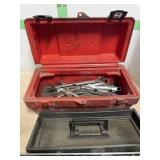 SMALL PLASTIC TOOLBOX &MISC WRENCHES