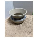 STONEWARE SPITOON & MISC BOTTLES W/ TOPS