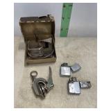 NOTERY STAMP, ZIPOS & RAZOR BLADE SHARPENER