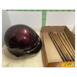 LARGE HELMET & WOOD STICKS