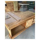 HOMEMADE WORK BENCH ON WHEELS  82" X  38" X 34"