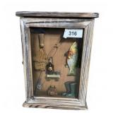 Wooden Key Cabinet w/Fishing Decor
