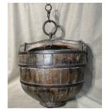 Large Asian Wooden Well Bucket
