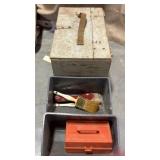 Wooden Fishing Tackle Box & Misc.