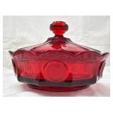 Coin Glass Candy Box w/lid, Fostoria, Ruby Red