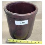 Brown Glazed Stoneware Crock 7x8.5' h