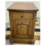 Oak Wood Side Table w/drawer, cabinet,