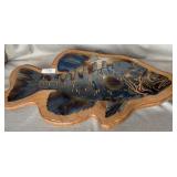 Metal Fish Wall Art on Wooden Plaque