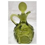 Coin Glass Cruet & Stopper, Fostoria, Olive Green