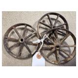 3 Cast Iron Toy Wheels, see pic for measurements