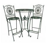 Metal Bistro Table & 2 Chairs, painted green