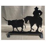 Metal Cowboy & Longhorn Silhouette Art