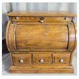 Wooden Roll-Top Desk Organizer Box