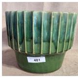 USA Green Ribbed Ceramic Planter