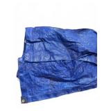 Blue Polyethylene Tarp w/grommets, used, large
