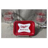 Miller High Life Tray & Goblets Set