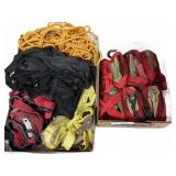 Assorted Ratchet Straps, Net Bags, & Rope