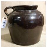 Brown Glazed Stoneware Crock Bean Pot/Jar