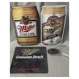 Miller Beer Signs, Mat, Brass Belt Buckle