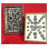 Framed Old Decorative Black/Brown Buttons
