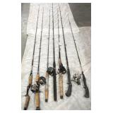 Fishing Rods some w/reels, 7