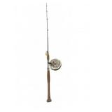 Fishing Rod with Metal Reel and Wooden Handle