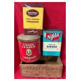 Vtg Tins & Wooden Yeast Box