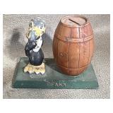 Beaky Penguin and Barrel Metal Bank