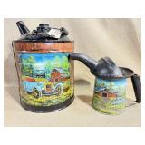 Hand-Painted Metal Oil Cans