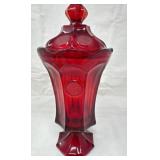 Coin Glass Footed Urn, Fostoria, Ruby Red