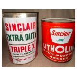 Sinclair Oil & Grease Metal Cans, 2