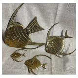 Four Brass Fish Wall Sculptures