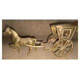 Brass Horse Drawn Carriage Figurine