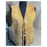 Brown Suede Leather Vest, tie closure