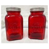Red Glass Salt and Pepper Shaker Set