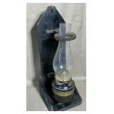 Wall Mount Oil Lamp w/Glass Chimney