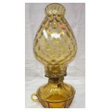 Coin Glass Courting Lamp w/globe, Fostoria, Amber