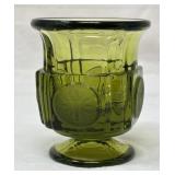 Coin Glass Footed Cigarette Urn, Fostoria, Olive