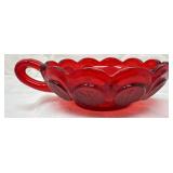 Coin Glass Handled Nappy, Fostoria, Ruby Red