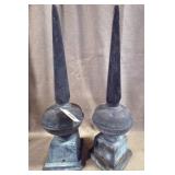 Par of Patinated Metal Finials 19'