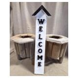 Wooden Planter Boxes & Welcome Sign