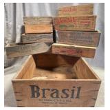 Wooden Cheese Boxes & Brasil Crate